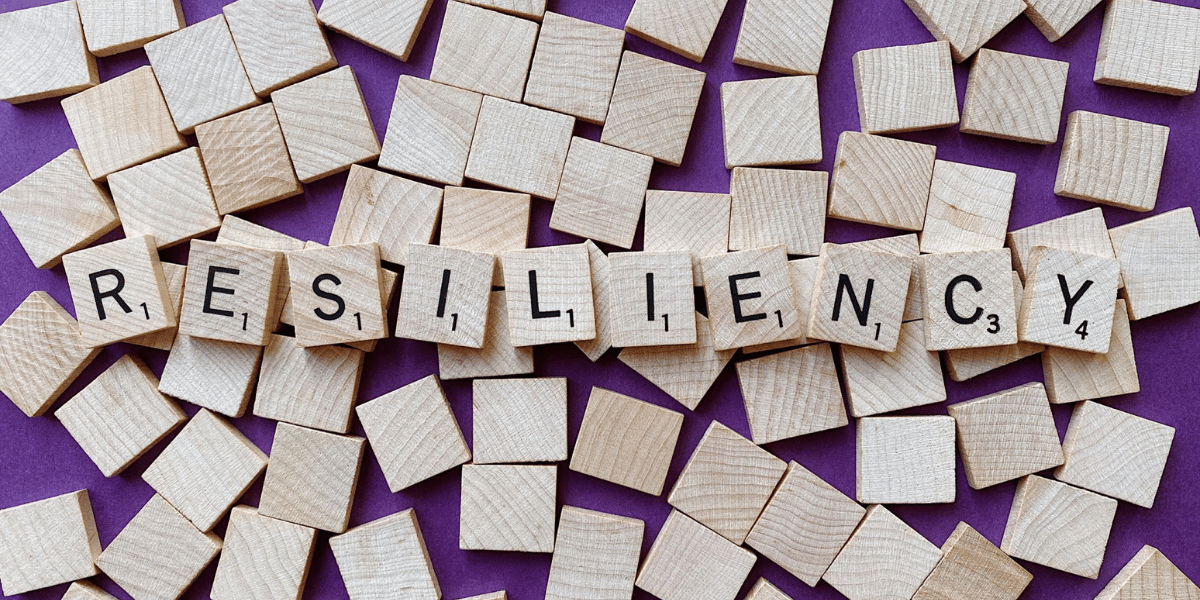 Squares spelling out the word resiliency